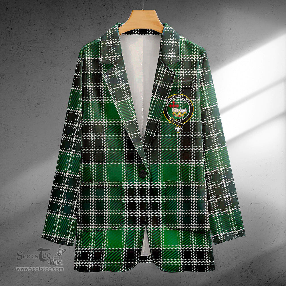ScotsTee Shop MacDonald Lord of the Isles; Hunting Modern Clan Crest Casual Tartan Flat Lapel Collar Blazer Tartan Blazer Cotton