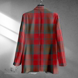 ScotsTee Shop Lindsay Weathered Clan Crest Casual Tartan Flat Lapel Collar Blazer Tartan Blazer Cotton