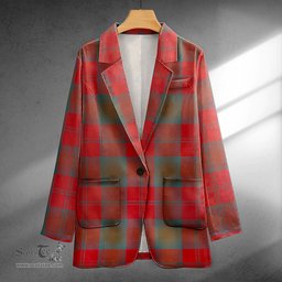 ScotsTee Shop Lindsay Weathered Clan Crest Casual Tartan Flat Lapel Collar Blazer Tartan Blazer Cotton
