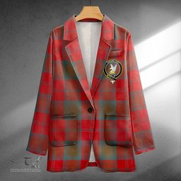 ScotsTee Shop Lindsay Weathered Clan Crest Casual Tartan Flat Lapel Collar Blazer Tartan Blazer Cotton