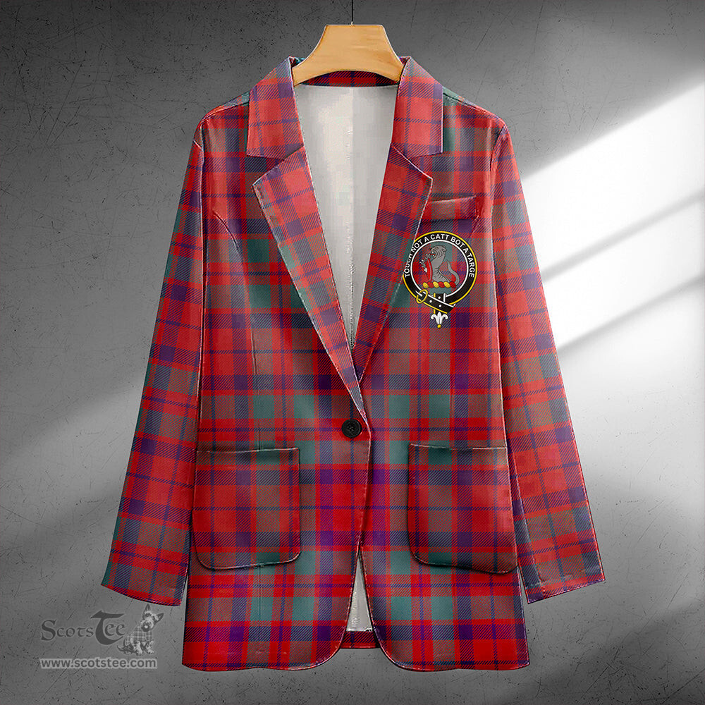 ScotsTee Shop MacBean of Tomatin (MacBain of Tomatin) Weathered Clan Crest Casual Tartan Flat Lapel Collar Blazer Tartan Blazer Cotton
