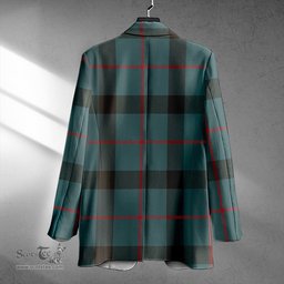 ScotsTee Shop Kincaid Weathered Clan Crest Casual Tartan Flat Lapel Collar Blazer Tartan Blazer Cotton