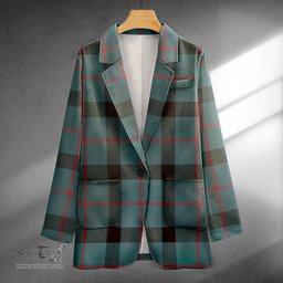 ScotsTee Shop Kincaid Weathered Clan Crest Casual Tartan Flat Lapel Collar Blazer Tartan Blazer Cotton