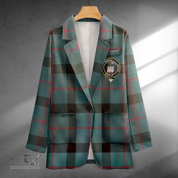 ScotsTee Shop Kincaid Weathered Clan Crest Casual Tartan Flat Lapel Collar Blazer Tartan Blazer Cotton