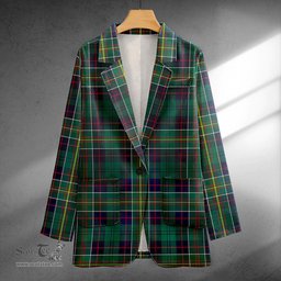 ScotsTee Shop Hunter of Hunterston (Michael of Hunterston) Modern Clan Crest Casual Tartan Flat Lapel Collar Blazer Tartan Blazer Cotton