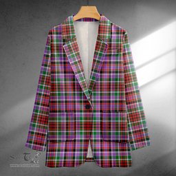ScotsTee Shop Huntly Ancient Clan Crest Casual Tartan Flat Lapel Collar Blazer Tartan Blazer Cotton