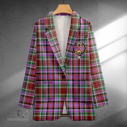 ScotsTee Shop Huntly Ancient Clan Crest Casual Tartan Flat Lapel Collar Blazer Tartan Blazer Cotton