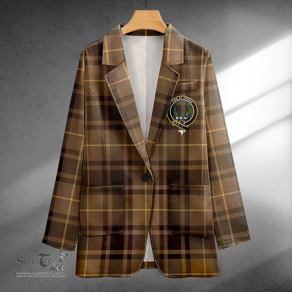 ScotsTee Shop MacArthur Weathered Clan Crest Casual Tartan Flat Lapel Collar Blazer Tartan Blazer Cotton