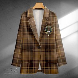 ScotsTee Shop MacArthur Weathered Clan Crest Casual Tartan Flat Lapel Collar Blazer Tartan Blazer Cotton