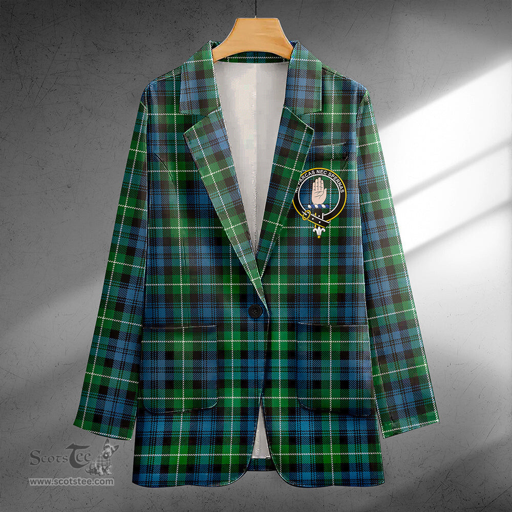 ScotsTee Shop Lamont Ancient Clan Crest Casual Tartan Flat Lapel Collar Blazer Tartan Blazer Cotton