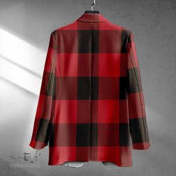ScotsTee Shop MacGregor Rob Roy (Gregor Red & Black) Weathered Clan Crest Casual Tartan Flat Lapel Collar Blazer Tartan Blazer Cotton