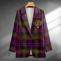 ScotsTee Shop MacDonnell Clan Crest Casual Tartan Flat Lapel Collar Blazer Tartan Blazer Cotton