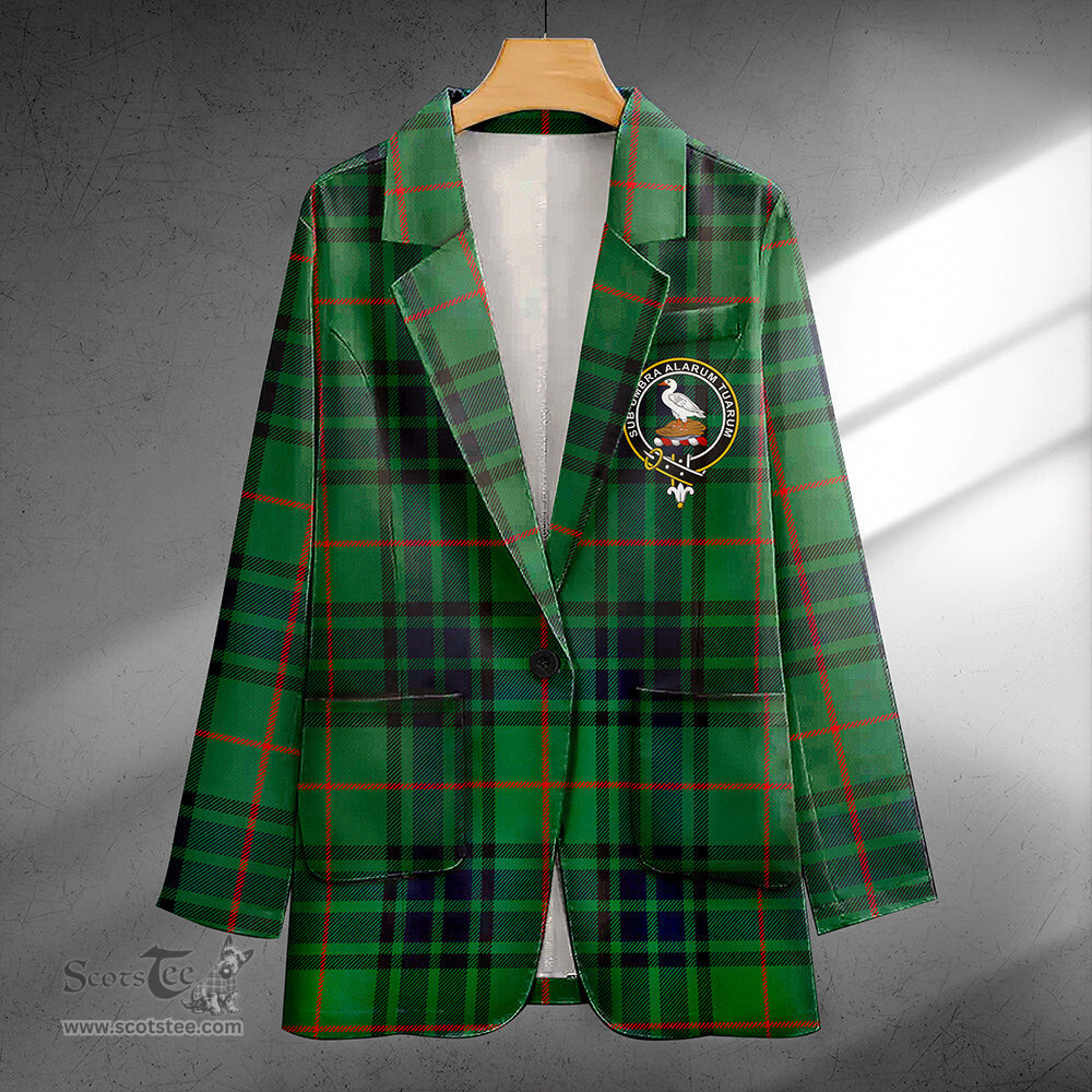 ScotsTee Shop Lauder Modern Clan Crest Casual Tartan Flat Lapel Collar Blazer Tartan Blazer Cotton