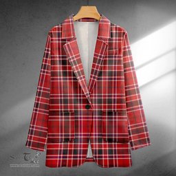 ScotsTee Shop MacDonald of Lochmaddy (Donald of Loch Mhaddy) Weathered Clan Crest Casual Tartan Flat Lapel Collar Blazer Tartan Blazer Cotton