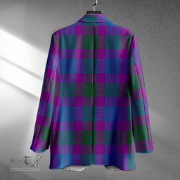 ScotsTee Shop Lang (Laing) Modern Clan Crest Casual Tartan Flat Lapel Collar Blazer Tartan Blazer Cotton
