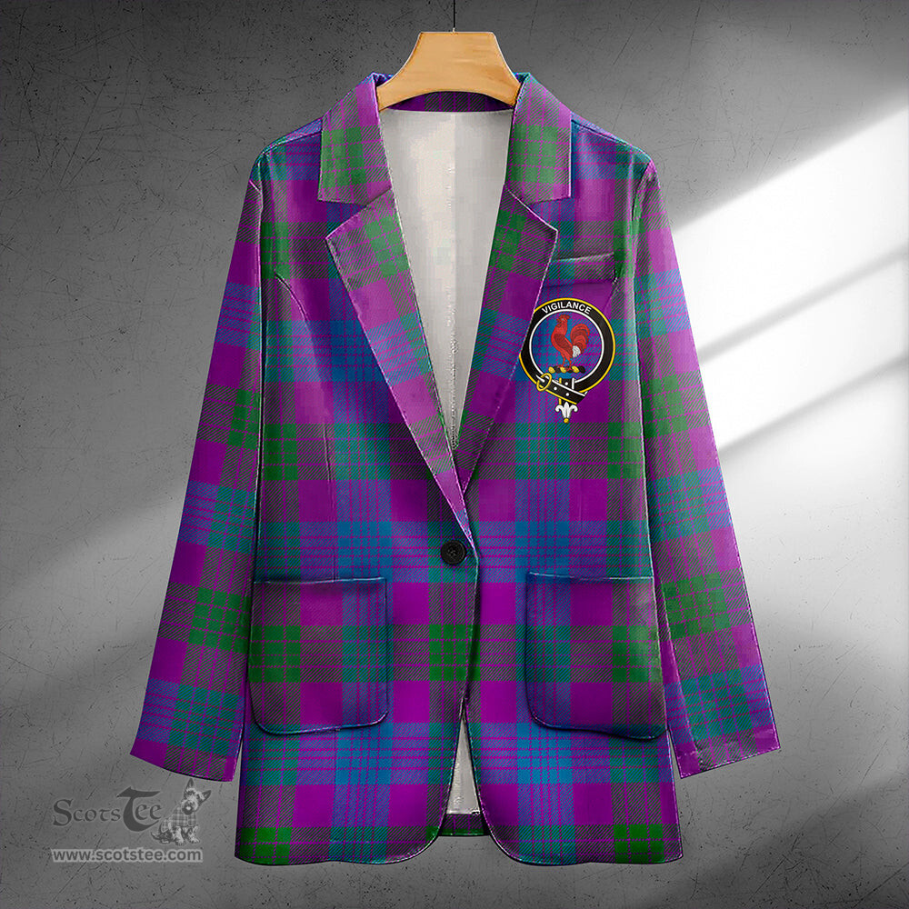 ScotsTee Shop Lang (Laing) Modern Clan Crest Casual Tartan Flat Lapel Collar Blazer Tartan Blazer Cotton
