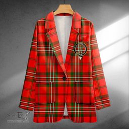 ScotsTee Shop Langlands Clan Crest Casual Tartan Flat Lapel Collar Blazer Tartan Blazer Cotton