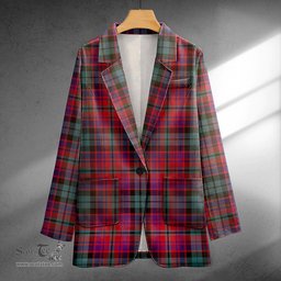 ScotsTee Shop MacInroy Weathered Clan Crest Casual Tartan Flat Lapel Collar Blazer Tartan Blazer Cotton