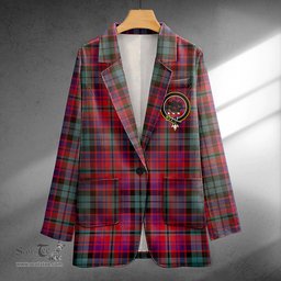 ScotsTee Shop MacInroy Weathered Clan Crest Casual Tartan Flat Lapel Collar Blazer Tartan Blazer Cotton