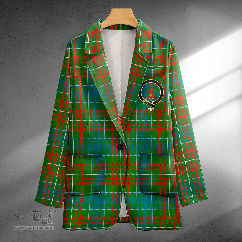 ScotsTee Shop MacConnell Ancient Clan Crest Casual Tartan Flat Lapel Collar Blazer Tartan Blazer Cotton