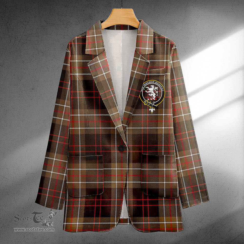 ScotsTee Shop MacDiarmid Weathered Clan Crest Casual Tartan Flat Lapel Collar Blazer Tartan Blazer Cotton