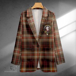 ScotsTee Shop MacDiarmid Weathered Clan Crest Casual Tartan Flat Lapel Collar Blazer Tartan Blazer Cotton