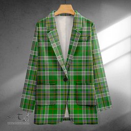 ScotsTee Shop Kennedy Ancient Clan Crest Casual Tartan Flat Lapel Collar Blazer Tartan Blazer Cotton