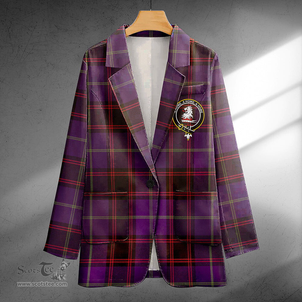 ScotsTee Shop Home Weathered Clan Crest Casual Tartan Flat Lapel Collar Blazer Tartan Blazer Cotton
