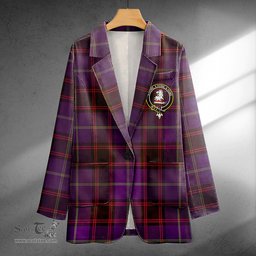ScotsTee Shop Home Weathered Clan Crest Casual Tartan Flat Lapel Collar Blazer Tartan Blazer Cotton