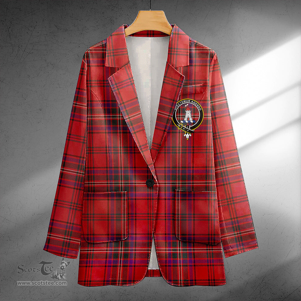 ScotsTee Shop MacClure Weathered Clan Crest Casual Tartan Flat Lapel Collar Blazer Tartan Blazer Cotton