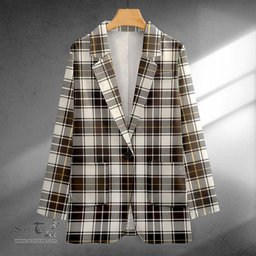 ScotsTee Shop MacFie of Colonsay Dress (MacPhee of Colonsay Dress) Weathered Clan Crest Casual Tartan Flat Lapel Collar Blazer Tartan Blazer Cotton