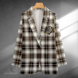 ScotsTee Shop MacFie of Colonsay Dress (MacPhee of Colonsay Dress) Weathered Clan Crest Casual Tartan Flat Lapel Collar Blazer Tartan Blazer Cotton