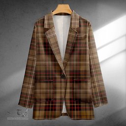 ScotsTee Shop MacAulay of Lewis Weathered Clan Crest Casual Tartan Flat Lapel Collar Blazer Tartan Blazer Cotton