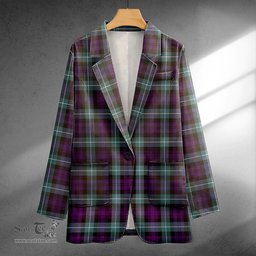 ScotsTee Shop Lamont Weathered Clan Crest Casual Tartan Flat Lapel Collar Blazer Tartan Blazer Cotton