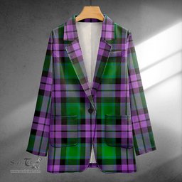 ScotsTee Shop MacArthur of Milton Ancient Clan Crest Casual Tartan Flat Lapel Collar Blazer Tartan Blazer Cotton