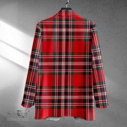 ScotsTee Shop MacFarlane Red Modern Clan Crest Casual Tartan Flat Lapel Collar Blazer Tartan Blazer Cotton