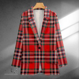 ScotsTee Shop MacFarlane Red Modern Clan Crest Casual Tartan Flat Lapel Collar Blazer Tartan Blazer Cotton