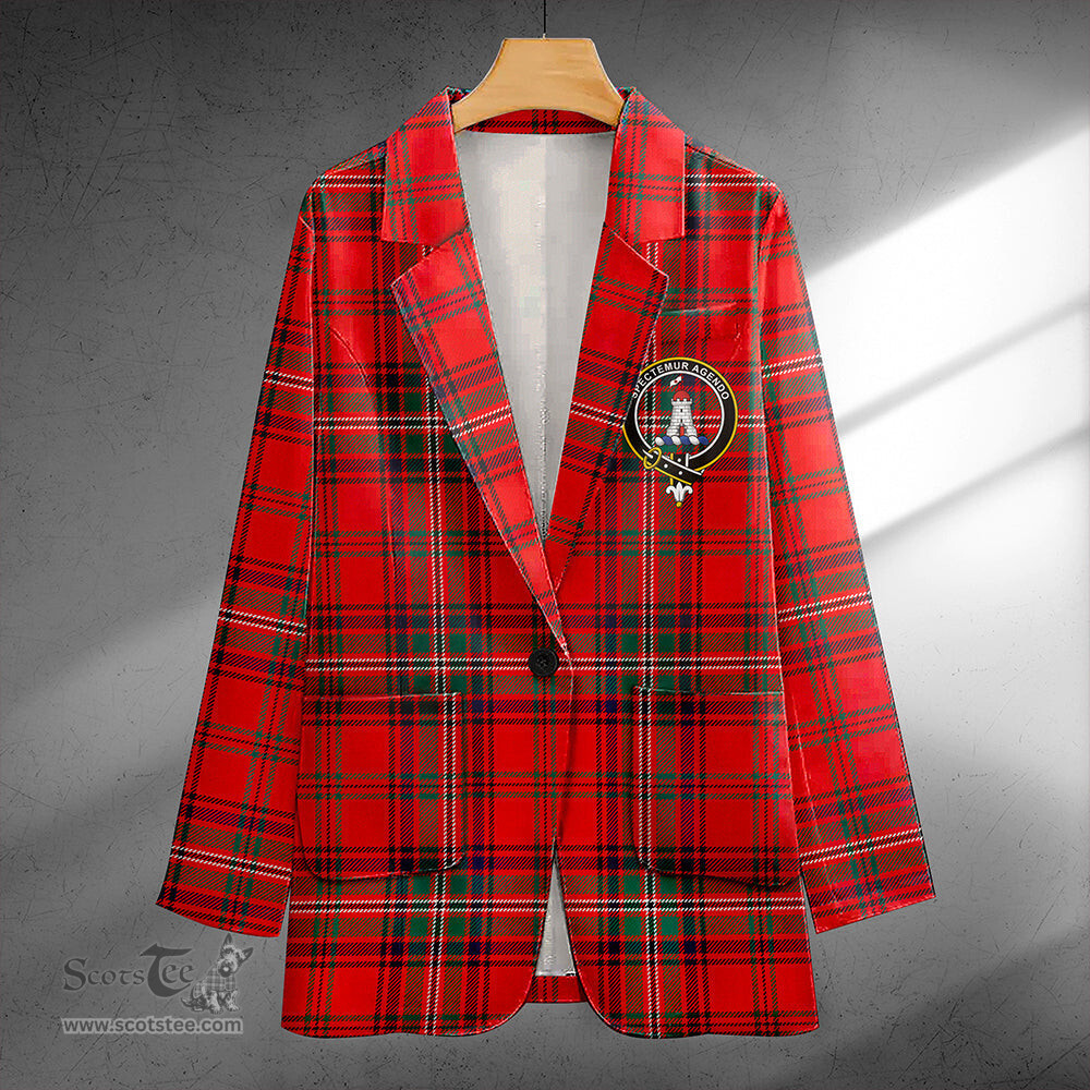 ScotsTee Shop MacClure Modern Clan Crest Casual Tartan Flat Lapel Collar Blazer Tartan Blazer Cotton