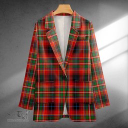 ScotsTee Shop Innes Red Modern Clan Crest Casual Tartan Flat Lapel Collar Blazer Tartan Blazer Cotton
