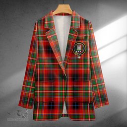 ScotsTee Shop Innes Red Modern Clan Crest Casual Tartan Flat Lapel Collar Blazer Tartan Blazer Cotton