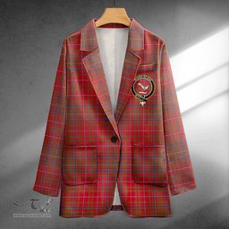 ScotsTee Shop MacDougall Weathered Clan Crest Casual Tartan Flat Lapel Collar Blazer Tartan Blazer Cotton