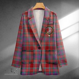 ScotsTee Shop MacCall Weathered Clan Crest Casual Tartan Flat Lapel Collar Blazer Tartan Blazer Cotton