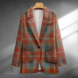 ScotsTee Shop MacConnell Weathered Clan Crest Casual Tartan Flat Lapel Collar Blazer Tartan Blazer Cotton