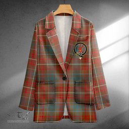 ScotsTee Shop MacConnell Weathered Clan Crest Casual Tartan Flat Lapel Collar Blazer Tartan Blazer Cotton