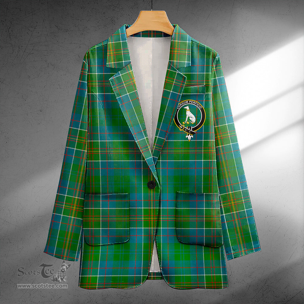 ScotsTee Shop Hunter of Hunterston (Galbraith of Hunterston) Ancient Clan Crest Casual Tartan Flat Lapel Collar Blazer Tartan Blazer Cotton