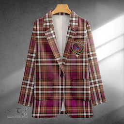 ScotsTee Shop MacDonell of Glengarry Dress Modern Clan Crest Casual Tartan Flat Lapel Collar Blazer Tartan Blazer Cotton