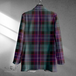 ScotsTee Shop Hunter (Michael) Weathered Clan Crest Casual Tartan Flat Lapel Collar Blazer Tartan Blazer Cotton