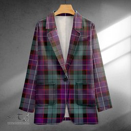 ScotsTee Shop Hunter (Michael) Weathered Clan Crest Casual Tartan Flat Lapel Collar Blazer Tartan Blazer Cotton