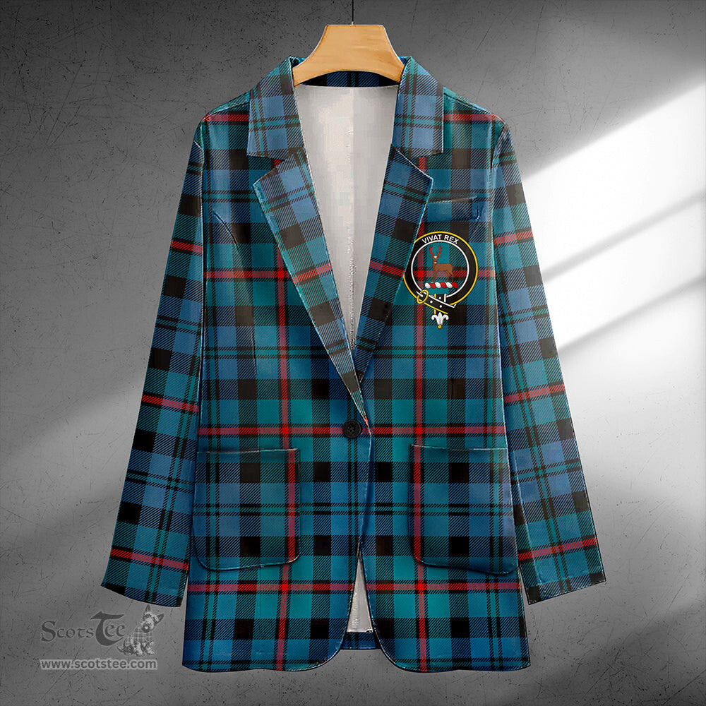 ScotsTee Shop MacCorquodale Ancient Clan Crest Casual Tartan Flat Lapel Collar Blazer Tartan Blazer Cotton