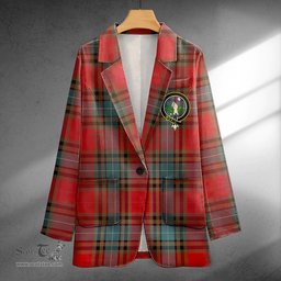 ScotsTee Shop Manson Weathered Clan Crest Casual Tartan Flat Lapel Collar Blazer Tartan Blazer Cotton